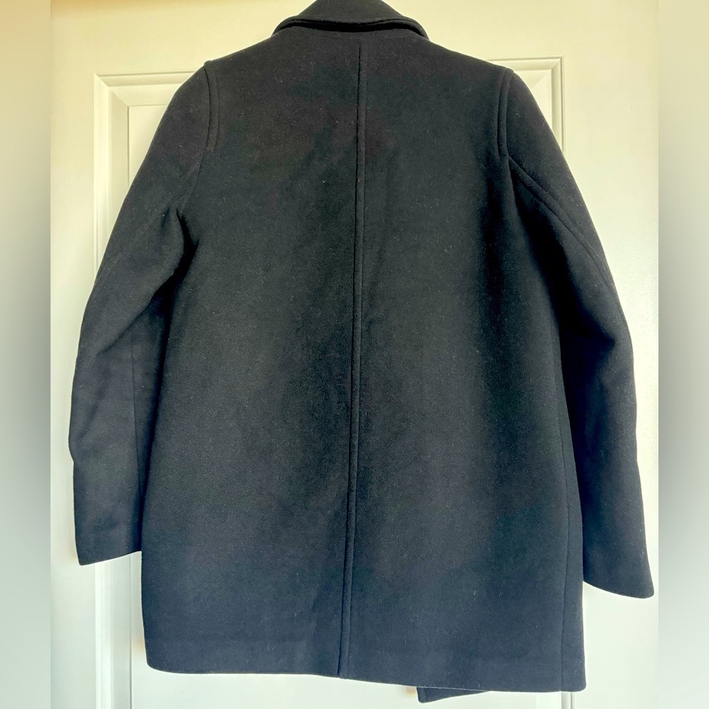 ARITZIA Wilfred Free Fei Wool Black Pea Coat Lined Moto Style Jacket - Picture 6 of 10